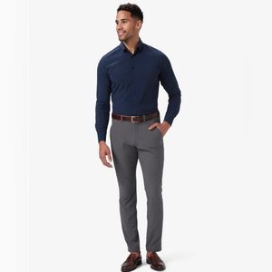 MIZZEN + MAIN long sleeve leeward shirt in navy fjord dot, men’s XL